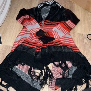 Red white and blue cardigan